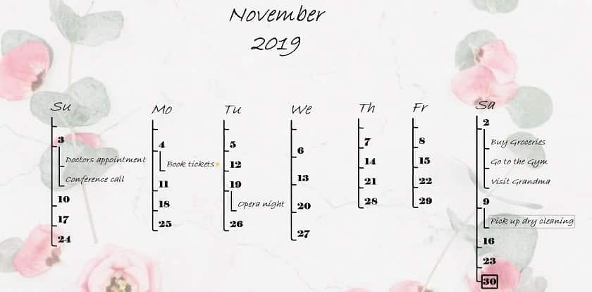 calendar mind map